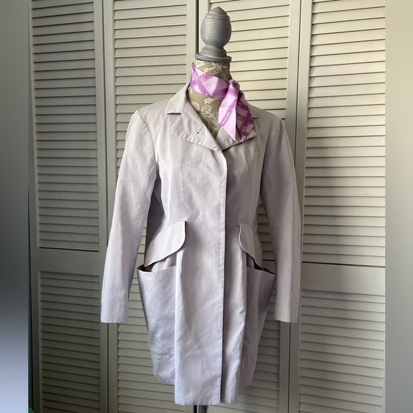 Jil Sander Trench Mac Car Coat Light Gray Lilac 36 Small - Picture 17 of 17